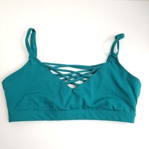 Small Fabletics Dark Teal Strappy Front & Back Sports Bra